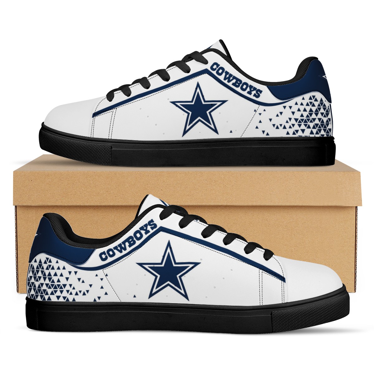 Women's Dallas Cowboys Low Top Leather Sneakers 002